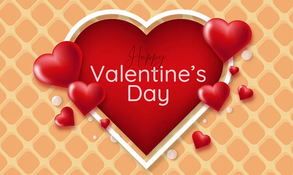 Feliz Dia Dos Namorados Promoção Promoção Corações Vermelhos Presente — Vetor de Stock
