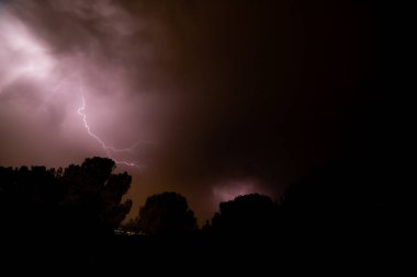 lightning storm, summer storm, lightning and thunder in purple colors