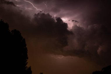 lightning storm, summer storm, lightning and thunder in purple colors