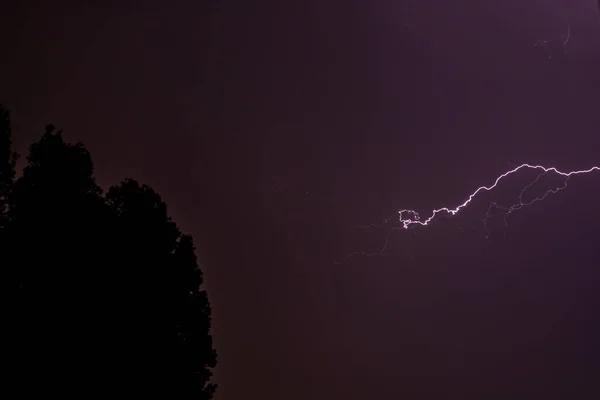 Lightning Storm Summer Storm Lightning Thunder Purple Colors — Fotografia de Stock