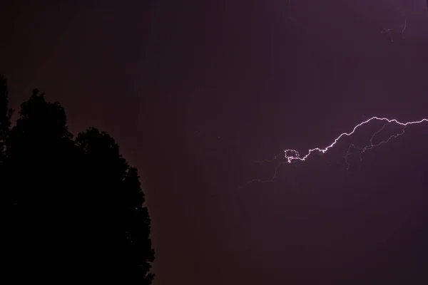 Lightning Storm Summer Storm Lightning Thunder Purple Colors — Fotografie, imagine de stoc