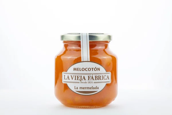 Jar Peach Jam Vieja Fabrica — Foto de Stock