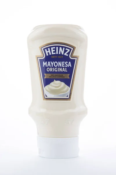 Mayonnaise Jar Heinz Brand White Background — Stock Fotó