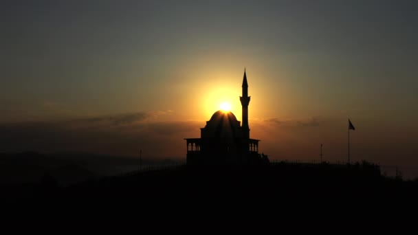 Впечатляющий Вид Мечеть Горе Ризе Кибла Гора Известна Мечеть Молитвенный — стоковое видео