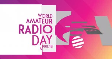Dünya Amatör Radyo Günü. 18 Nisan. HD, 4K görüntü. Motion Design Tatil Canlandırması. 