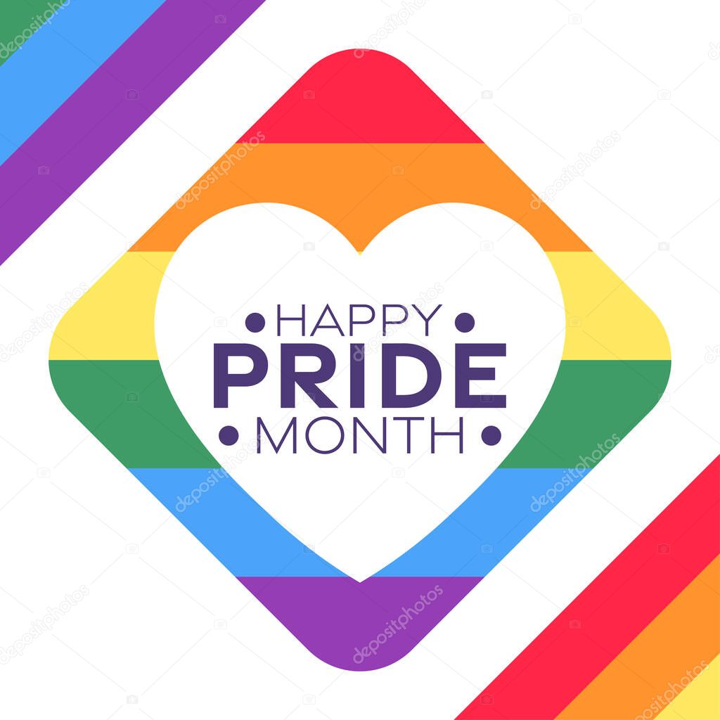 Happy Pride Month, June. Vector illustration. Holiday poster