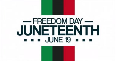 Haziran 'da. 19 Haziran, Özgürlük Günü. HD, 4K görüntü. Motion Design Tatil Canlandırması. Döngü videosu