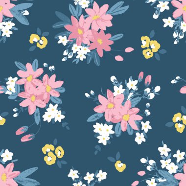 Güzel, pürüzsüz çiçek deseni koyu arkaplanda.