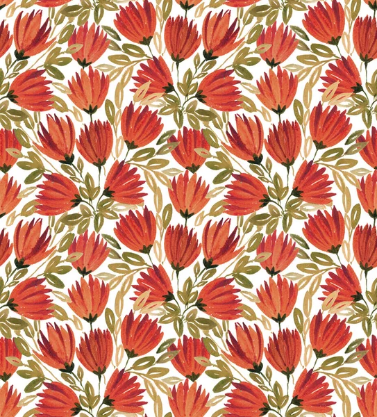 Seamless Hand painted Watercolour clustered Amaranth Brush flower