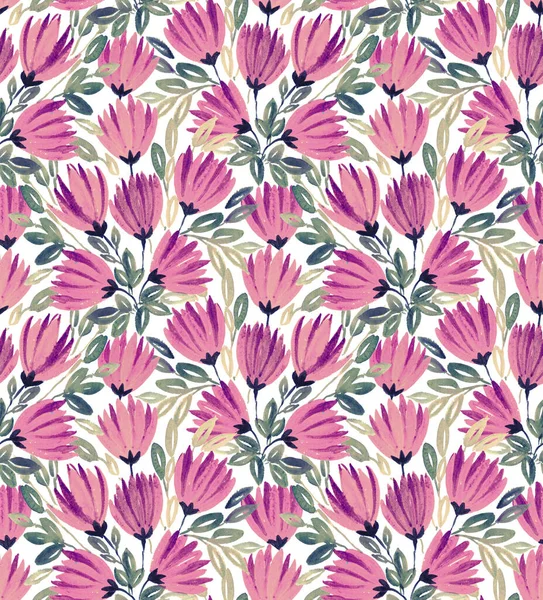 Seamless Hand painted Watercolour clustered Amaranth Brush flower