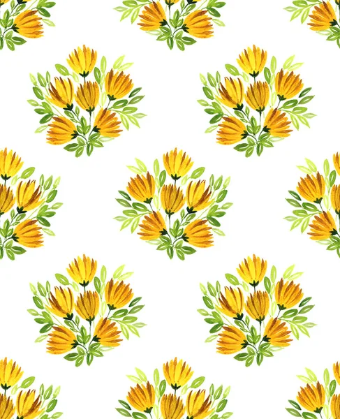 シームレスな手描きの水彩分離アマランサスの花の束パターン — ストック写真
