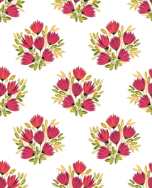 シームレスな手描きの水彩分離アマランサスの花の束パターン — ストック写真