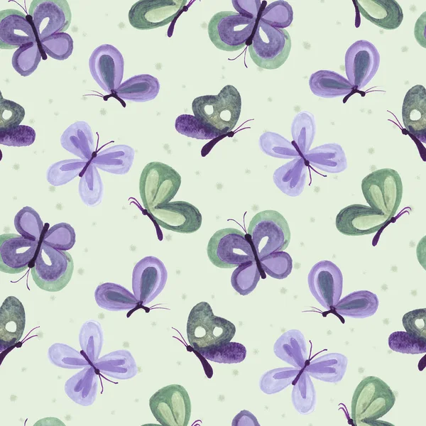 Hand Painted Watercolour Butterflies Seamless Pattern Kids Textiles Linens Surface — Stockfoto
