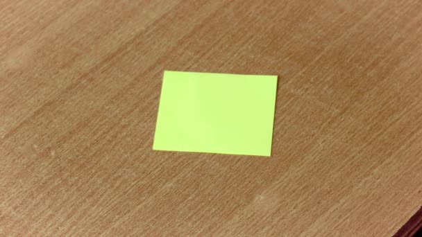 Woman Writing Paper Sticky Note Message Young Girl Writing Closeup — Stock Video
