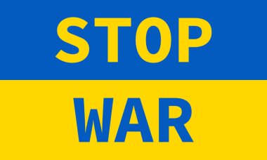 Ukrayna 'da savaşa karşı bayrak. Ukrayna 'nın suluboya bayrağına karşı savaşı durdurun.