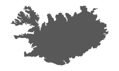 Gri beyaz bir arka plan üzerinde İzlanda Haritası