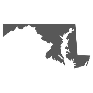 Maryland haritası beyaz arka planda gri