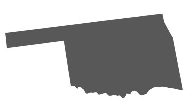 Oklahoma haritası beyaz arka planda gri renkte