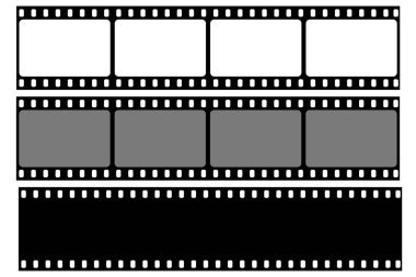 Film şeridi izole vektör simgesi. Film şeridi simgesi ile geçmişe dönük resim. Film şeridi. Şeffaf üzerinde video kaset film şerit çerçeve vektörü