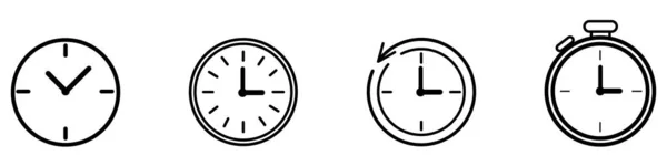 Дизайн Коллекции Иконок Clocks Горизонтальный Набор Символов Иконки Аналоговых Часов — стоковый вектор