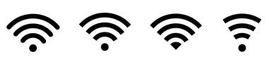 Kablosuz ve kablosuz ağ ikonu. Wi-fi sinyal sembolü. İnternet Bağlantısı. Uzak internet erişimi koleksiyonu - stok vektörü