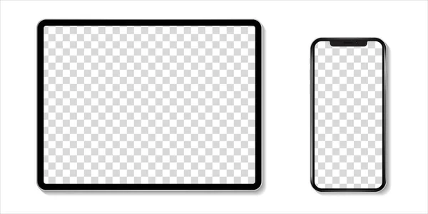 Макет Экрана Устройства Набор Смартфонов Планшетов Ноутбуков Мониторов Чистый Макет — стоковый вектор