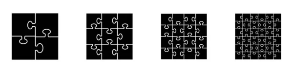 Cuadrícula Rompecabezas Plantilla Blanco Puzzle Piezas Vector Conjunto Rompecabezas Sobre — Archivo Imágenes Vectoriales