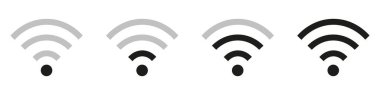 Telefon için beyaz arkaplanda kablosuz sinyal güç göstergesi olarak kablosuz bağlantı simgesini ayır.