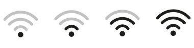Telefon için beyaz arkaplanda kablosuz sinyal güç göstergesi olarak kablosuz bağlantı simgesini ayır.