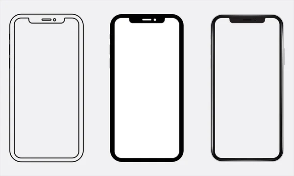 Реалистичные Модели Смартфона Прозрачными Экранами Коллекция Макетов Смартфонов Телефонный Макет — стоковый вектор