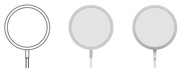 Apple Magsafe Charger Outline Line Drawing Modern Wireless Charger — Stock vektor
