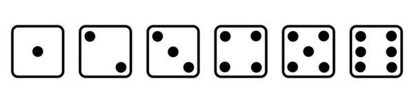 Bones Game Dice Set Isolated White Background Bones Flat Linear — 图库矢量图片