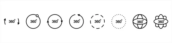 360 Degree Views Vector Circle Icons Set Isolated Background — Stock vektor