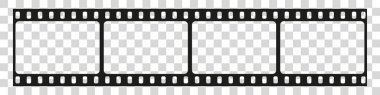 Film şeridi izole vektör simgesi. Film şeridi simgesi ile geçmişe dönük resim. Film şeridi. Şeffaf üzerinde video kaset film şerit çerçeve vektörü