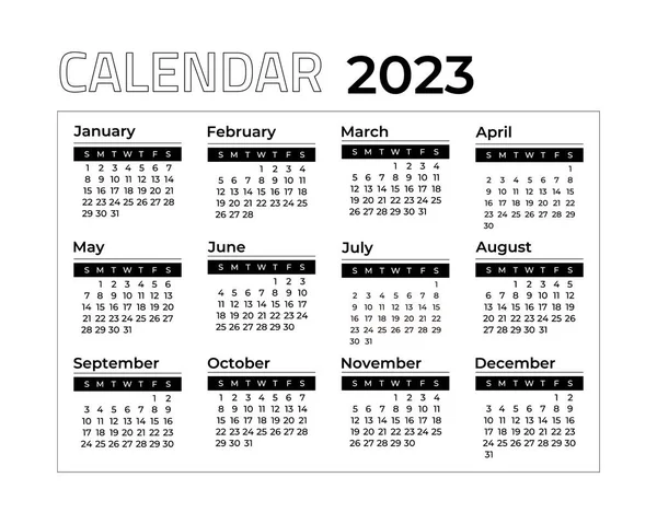 Set Calendar 2023 Simple Modern Design — Stock Vector