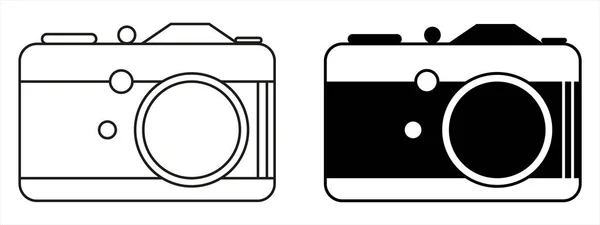 Icone Della Fotocamera Fotocamera Stile Flat Line Art — Vettoriale Stock