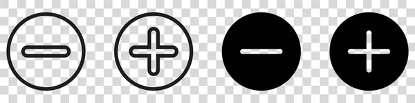 Ensemble Boutons Forme Icône Moins Ajoutez Zoom Croix Symbole Logo — Image vectorielle