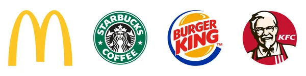 Mcdonalds Kfc Starbucks Burger King Logos — Vetor de Stock