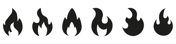 Feuersymbolsammlung Feuerflamme Symbol Lagerfeuer Silhouette Logo Flammensymbole Setzen Flachen Stil — Stockvektor