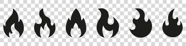 Collection Icônes Feu Symbole Flamme Logotype Silhouette Bonfire Symboles Flammes — Image vectorielle