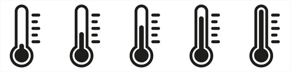 Ensemble Symboles Température Trois Thermomètres Vectoriels Montrant Température Icône Thermomètre — Image vectorielle