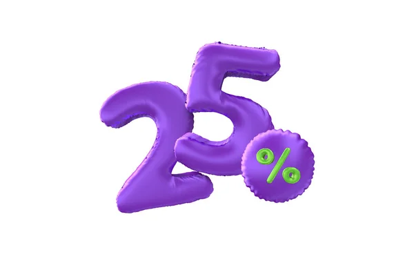 Число Фіолетова Куля Ізольована Білому Тлі Відсотковою Позначкою Рендеринг Двадцять — стокове фото