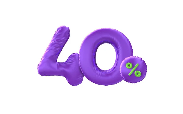 Скидка Скидка Творческого Состава Фиолетовых Воздушных Шаров Рендеринга Продажи Процентов — стоковое фото