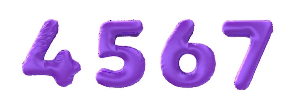 Numbers Balloons Rendering Number Purple Balloons Isolated White Background Four — Stock Photo, Image