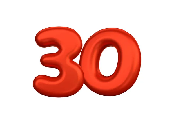 30号 有3D效果的红色 有真实感反射 3D渲染第30号 用于提供和宣传活动 — 图库照片