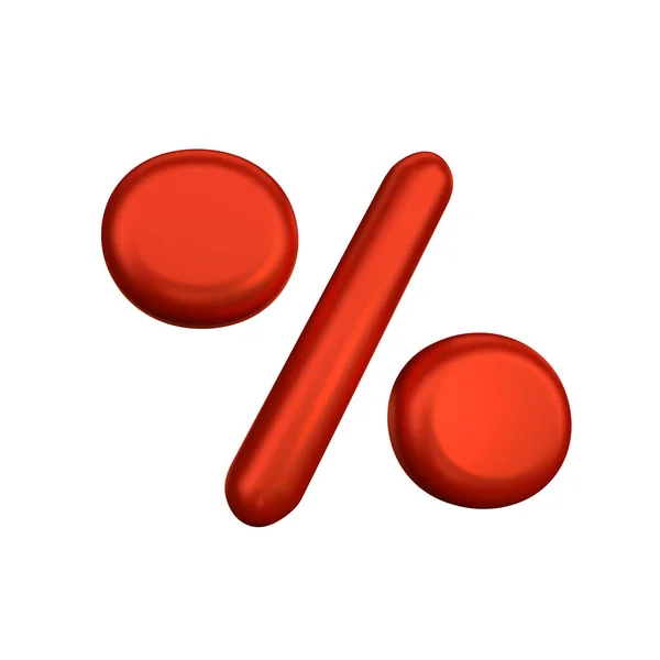 Százalékos Mark Hatása Piros Szín Reális Reflexiók Renderelés Százalékos Jel Stock Kép