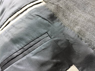 Lüks erkek kıyafetleri ve farklı malzemeler.