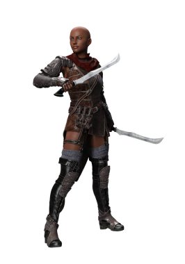 3D siyah kadın savaşçı kılıcını kafa değişimi için kullan.