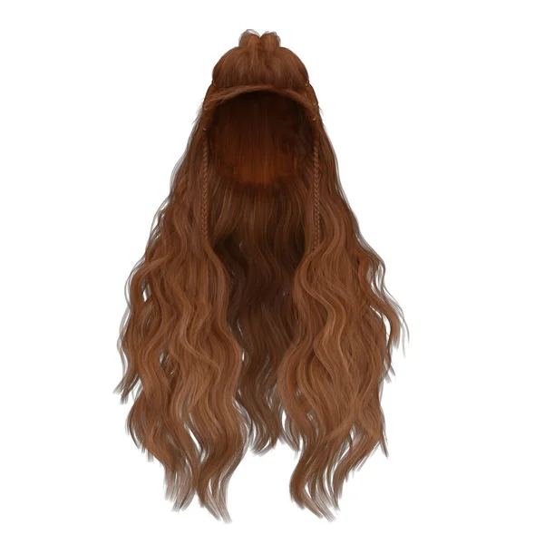 Longo Cabelo Fantasia Isolado Render — Fotografia de Stock