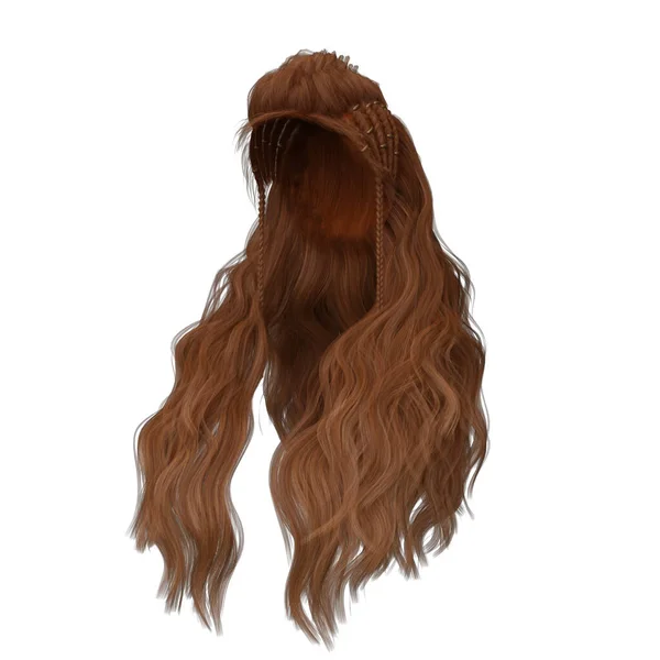 Longo Cabelo Fantasia Isolado Render — Fotografia de Stock